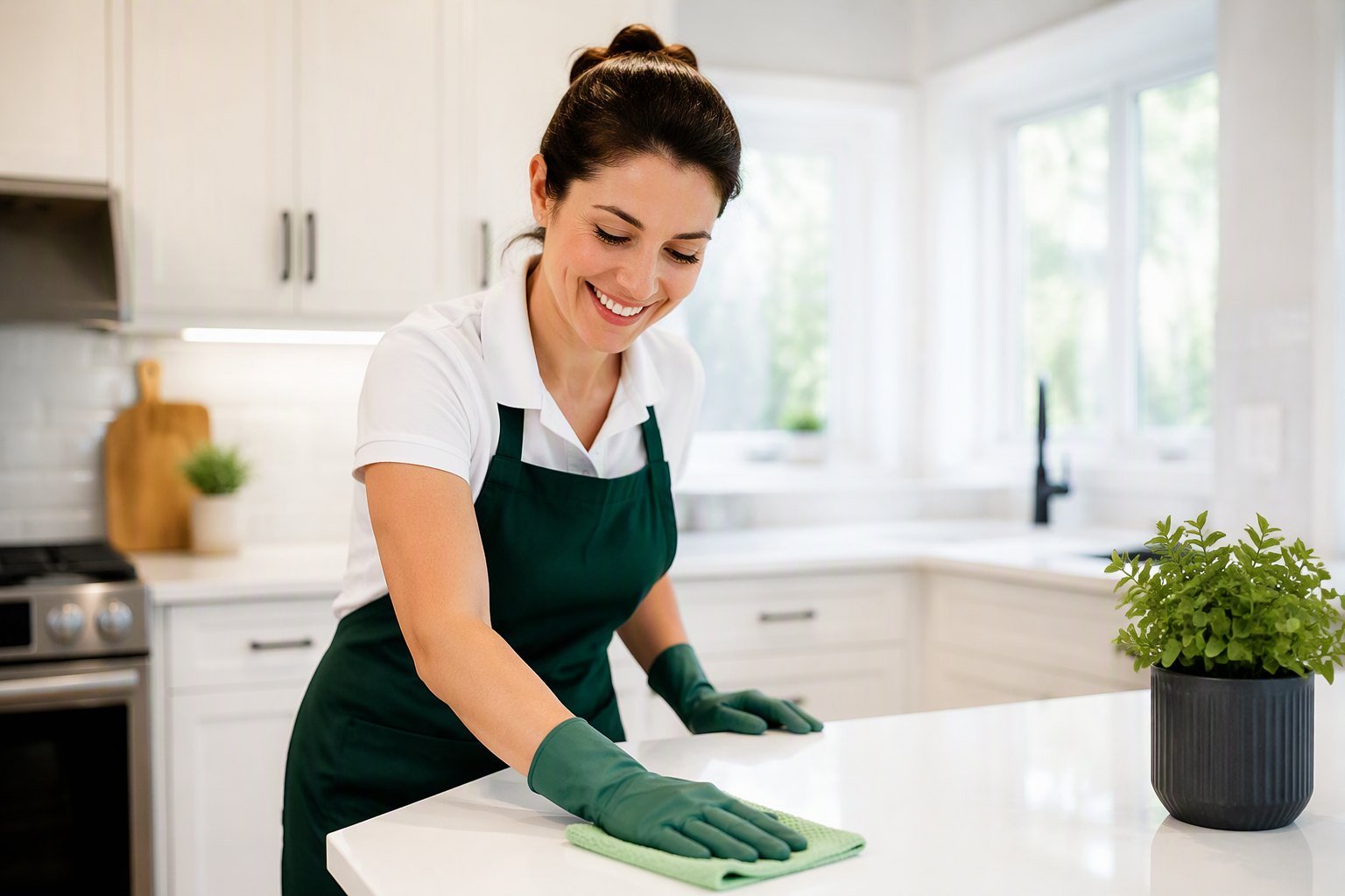 Professional residential cleaning in a bright Washtenaw County home